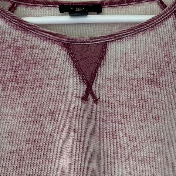 Vintage Sugar Rush burn out paper thin thrashed fitted thermal Y2K shirt pink M - Picture 6 of 11